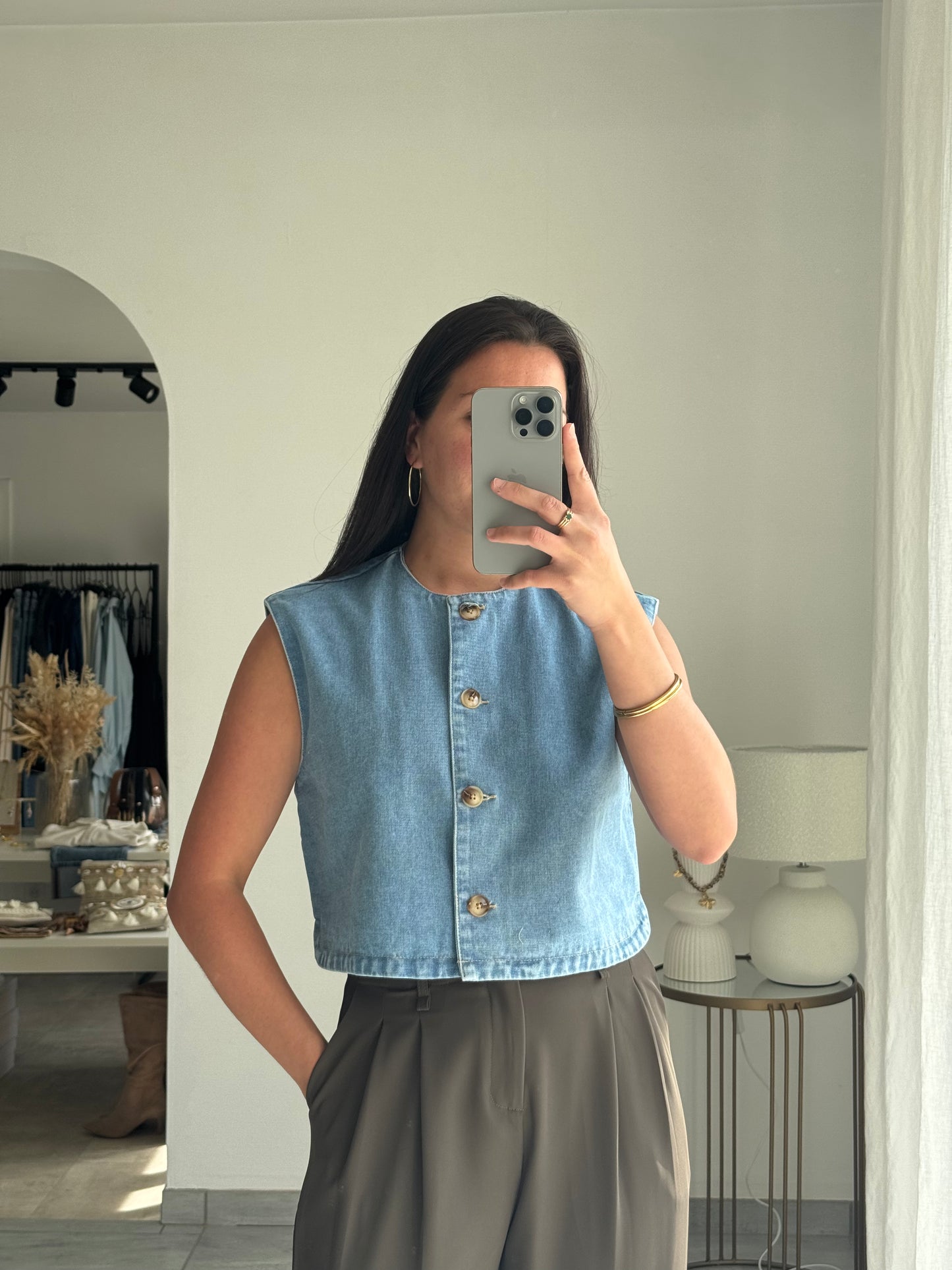 Gilet en denim à boutons