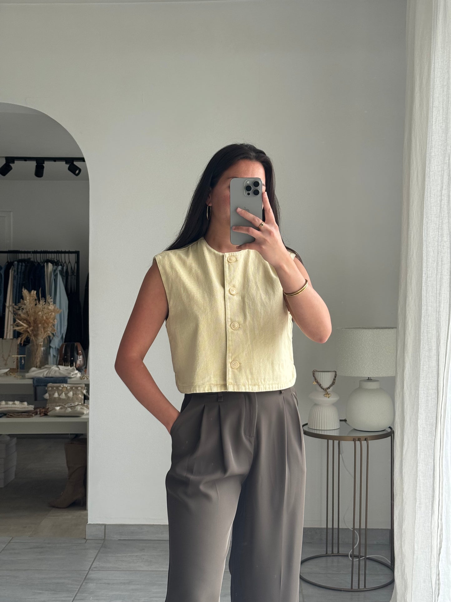 Gilet en denim à boutons